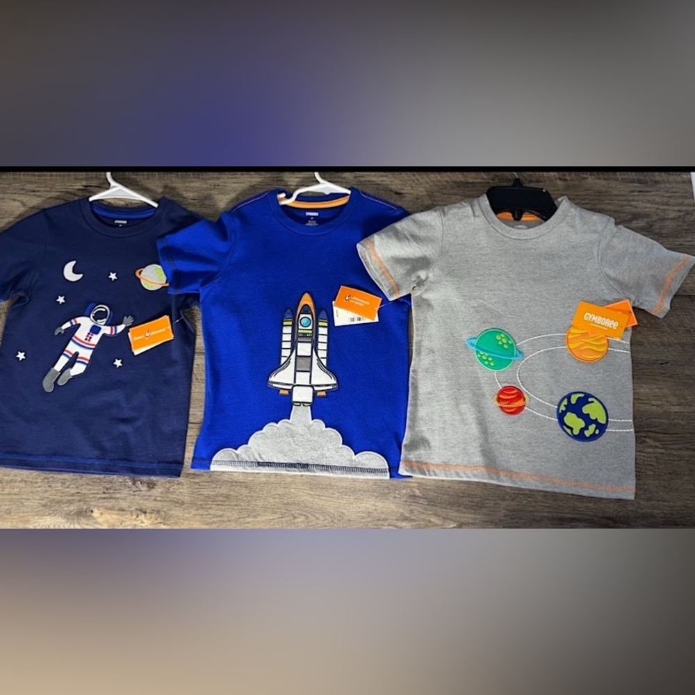 Gymboree NWT sz 4T embroidered Outer Space theme bundle of 3 New with tags!